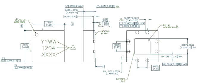 Mechanical Drawing - MACOM MAAL-011204 Low-Noise Amplifier